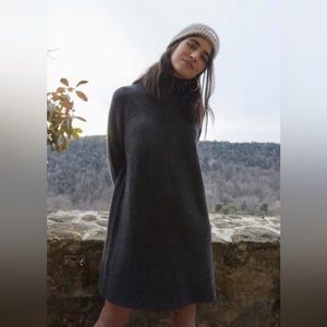 Mus & Bombon Wool Blend Long Sleeve Ribbed Mock Neck Sweater Dress S